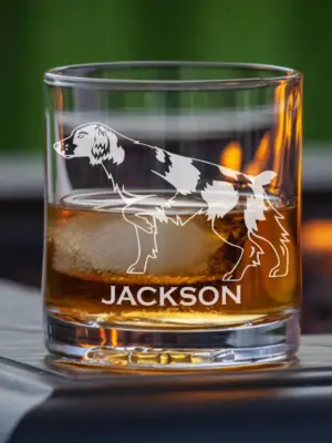 Brittany SPANIEL Dog ENGRAVED Whiskey Glass or Stemless Wine Glass Custom New Pet gift Dog Memorial Glass Gift Spaniel Mom Gift Dog Dad Gift