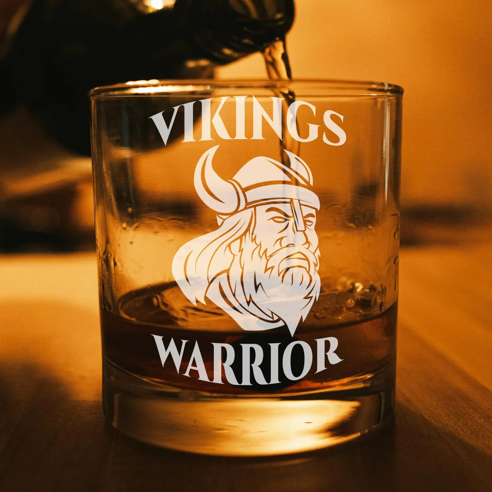 VIKING Warrior Engraved Glass – Personalized Whiskey, Wine, or Beer Glass – Custom Fighter, Norse Gift, Valhalla, Rune, Berserker