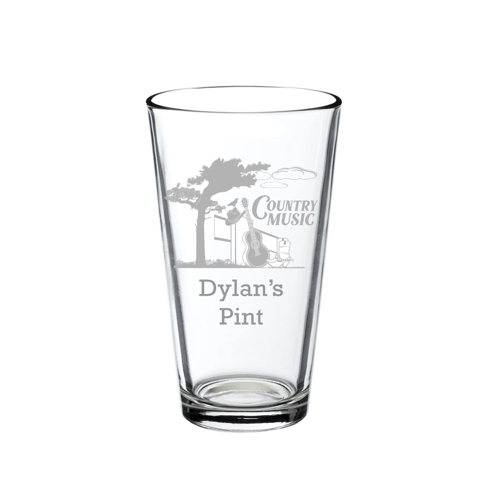 Personalized Country Music Engraved Whiskey, Wine, Beer Glass – Guitar & Boots Design – Cowboy Gift for Him or Her, Country Music Lover Gift