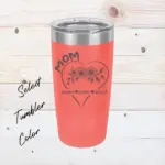 Mother's Day Gift Engraved 20 oz Tumbler Heart Flower Gift for Mom Custom Flower Tumbler Personalized with Names Gift for Mother from Family