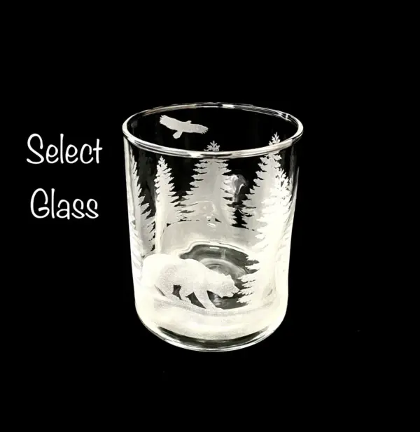 Engraved Bear Whiskey Glass | Custom Forest & Adventure Gift | Mountains Hunter Gift | Outdoors Old Fashioned Rocks Glass