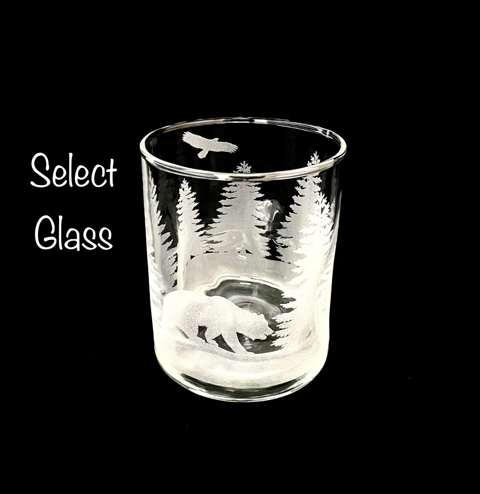 Engraved Bear Whiskey Glass | Custom Forest & Adventure Gift | Mountains Hunter Gift | Outdoors Old Fashioned Rocks Glass