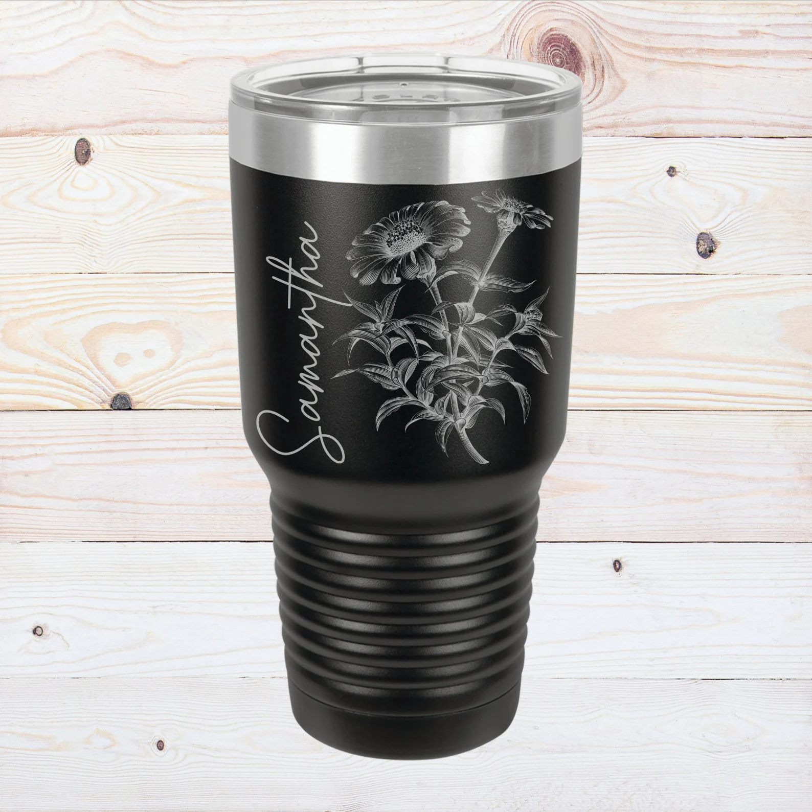 Floral Personalized 30 oz. Tumbler Engraved Mother’s Day Gift Zinnia Flower Gift for Mom Valentine’s Day Gift Custom Flower Tumbler