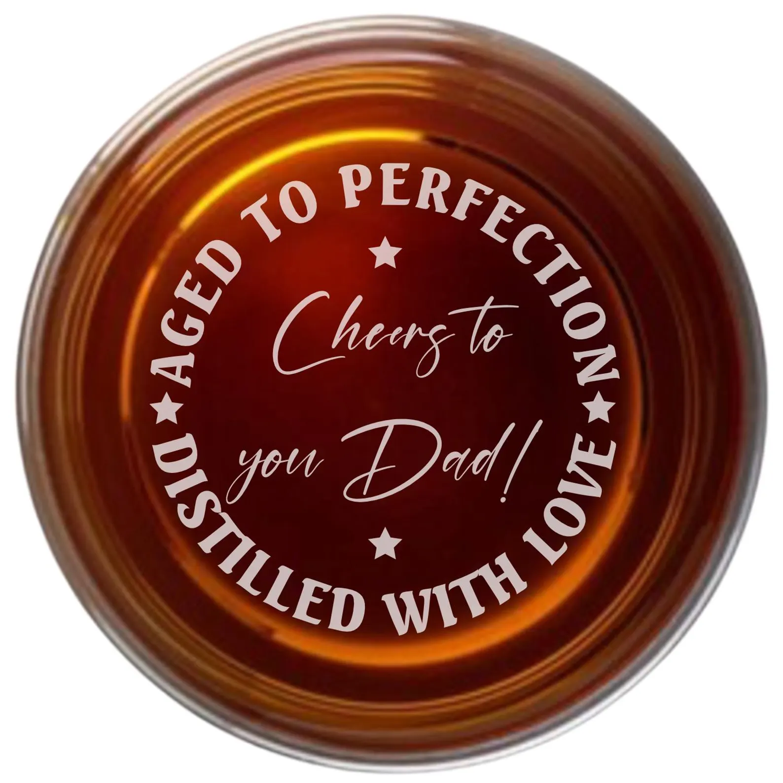 Personalized Engraved Whiskey Glass “Aged to Perfection” Rocks Glass Gift for Dad | Custom Bottom or Side Engraving | Fathers Day Gift