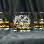 Personalized Engraved Firefighter with American Flag Design Glass Custom Whiskey, Wine, Beer Glass, Gift for Firefighter Dad, Father's Day