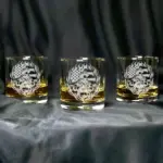 Engraved Personalized Firefighter with American Flag Design Glass Custom Whiskey, Wine, Beer Glass, Gift for Firefighter Dad, Father's Day