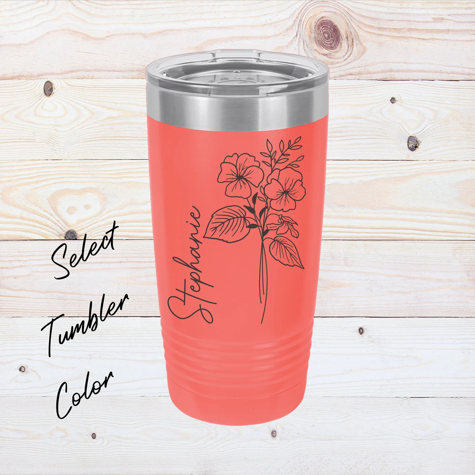 Custom Birth Flower Tumbler Engraved 20 oz Mother’s Day Gift Bridesmaid Proposal Personalized Gift for Mom Valentines Personalized Tumbler