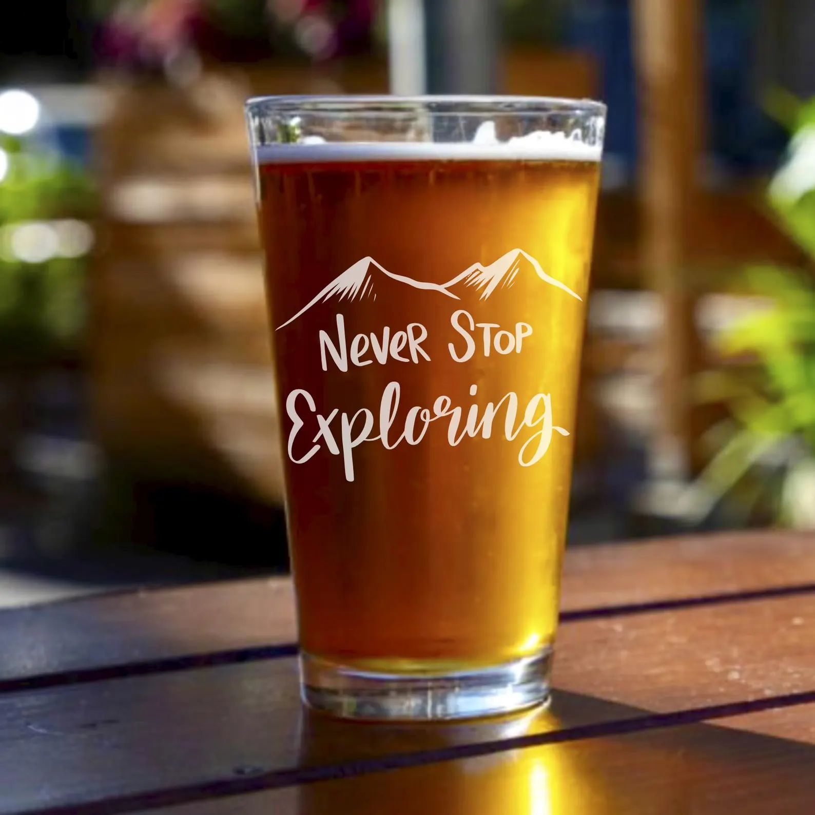 Engraved Explorer Whiskey, Wine, or Beer Glass – Adventurous Traveler Gift – Cabin, Mountain Vacation, or Trip Keepsake Gift