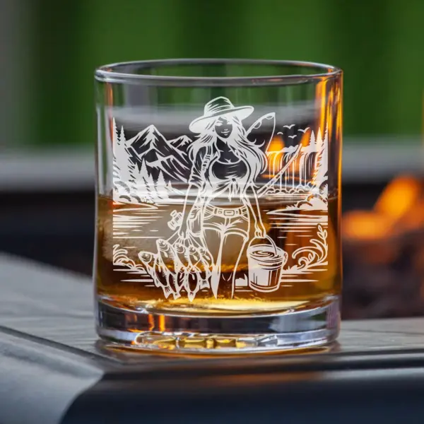 Personalized Fishing Engraved Glass for Her Custom Beer Pint, Wine, or Whiskey Glass Unique Gift for fisherman Perfect gift for Angler Girl