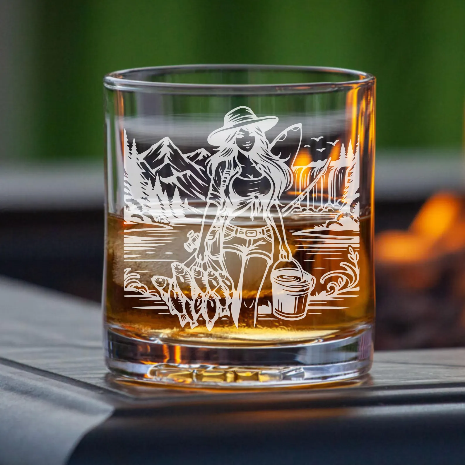 Personalized Fishing Engraved Glass for Her Custom Beer Pint, Wine, or Whiskey Glass Unique Gift for fisherman Perfect gift for Angler Girl