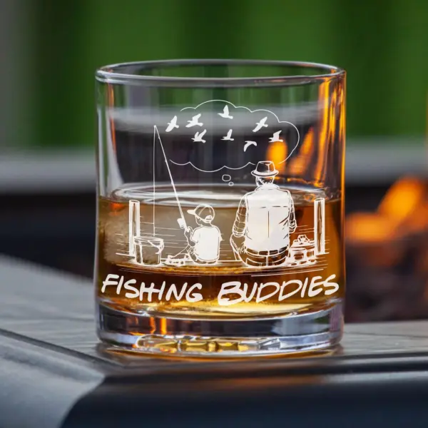 Personalized Fishing Engraved Glass for Dad Custom Beer Pint, Wine, or Whiskey Glass Unique Gift for fisherman Perfect gift for Father's Day