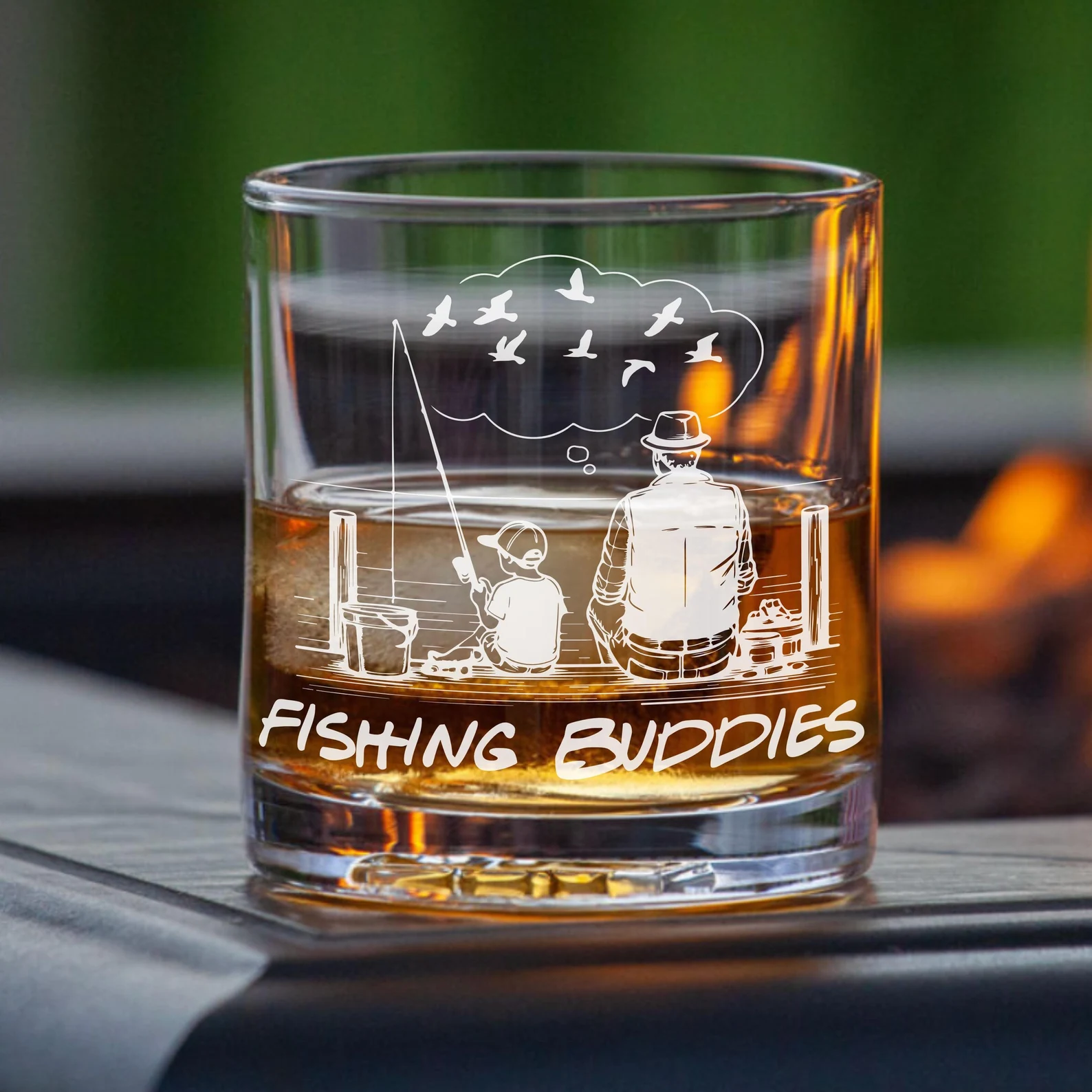 Personalized Fishing Engraved Glass for Dad Custom Beer Pint, Wine, or Whiskey Glass Unique Gift for fisherman Perfect gift for Father’s Day