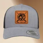 Personalized Fishing Hat Engraved Leather Patch | Custom Adjustable Trucker Hat Gift, Men's Snapback Cap Unique Fishing Accessory Fisher Hat