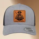 Personalized Fisherman Hat Engraved Leather Patch, Custom Adjustable Trucker Hat Gift Men's Snapback Cap Unique Fishing Accessory,Fisher Hat