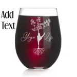 Custom Yoga Life Engraved Wine Glass Yoga Glass Gift Yoga for Life Meditation Zen State Stemless Wine Glass Personalized Yoga Gift Birthday