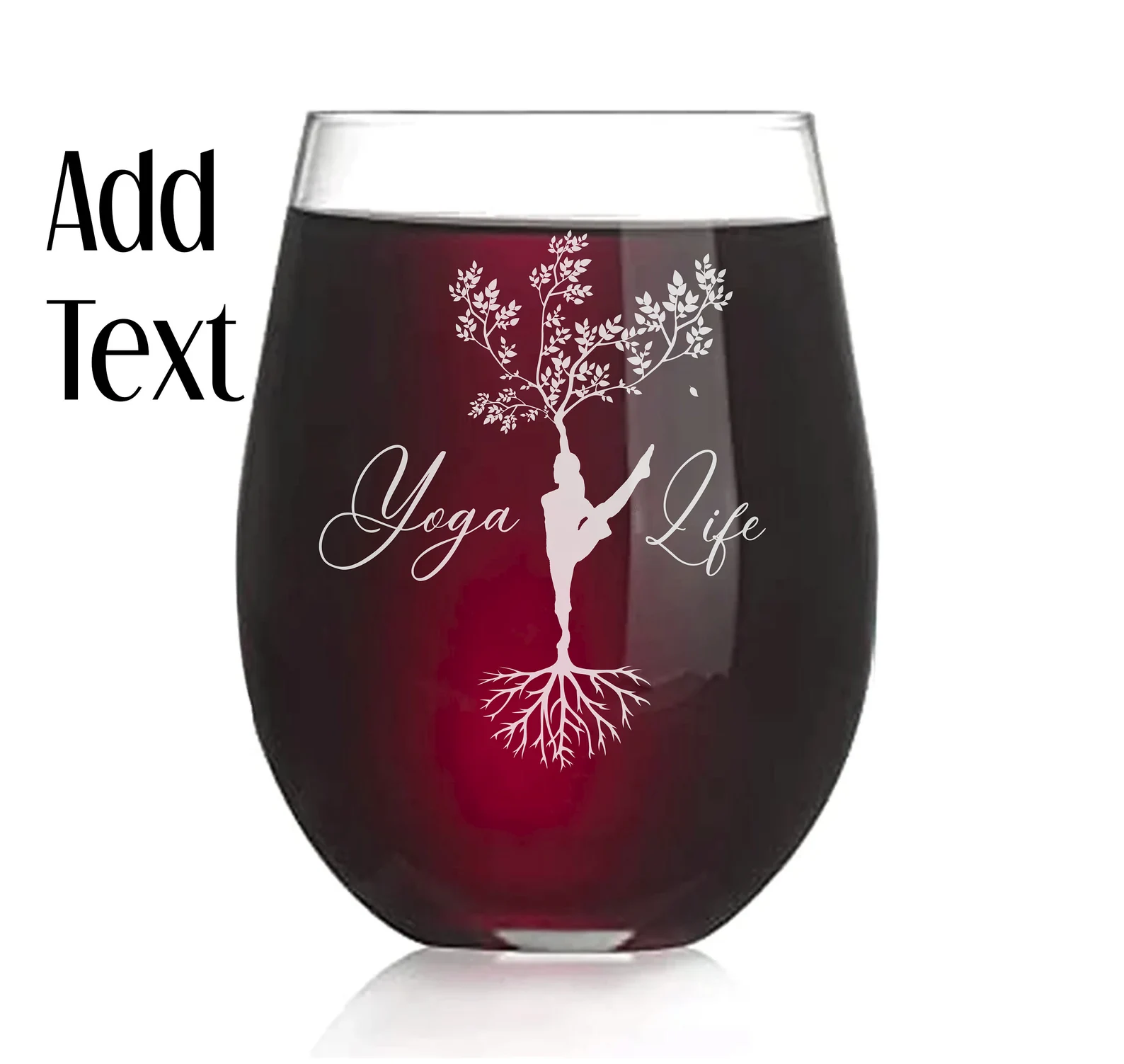 Custom Yoga Life Engraved Wine Glass Yoga Glass Gift Yoga for Life Meditation Zen State Stemless Wine Glass Personalized Yoga Gift Birthday
