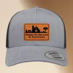Personalized Farmers Hat Engraved Leather Patch, Custom Adjustable Trucker Hat Gift | Men's Snapback Cap | Farming Accessory | Cowboy Hat