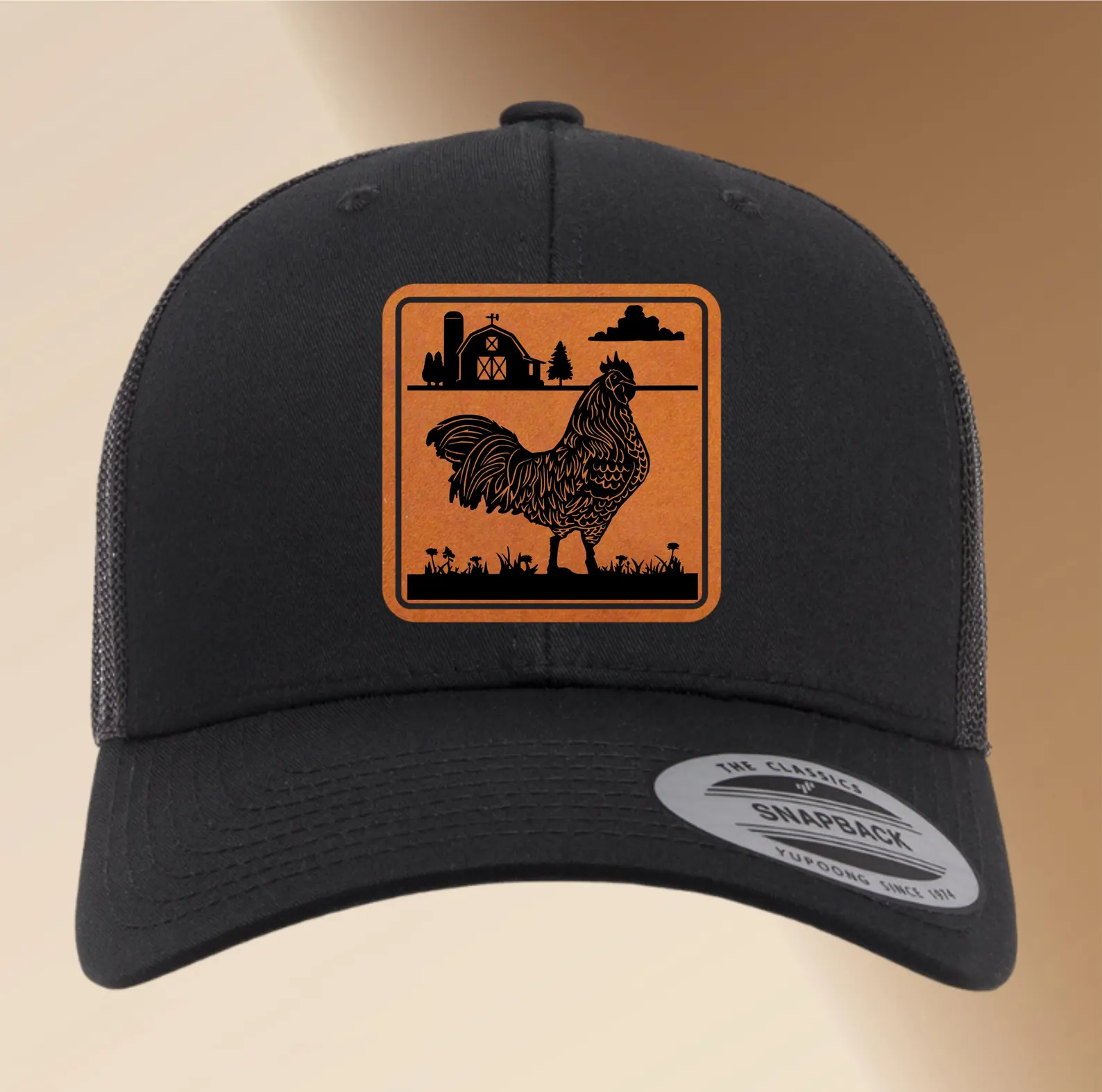 Personalized Leather Patch Farmers Hat | Custom Engraved Adjustable Trucker Hat Gift | Men’s Snapback Cap, Farming Accessory | Cowboy Hat