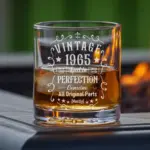 Personalized Vintage Aged to Perfection Whiskey Glass – Custom Engraved Birthday Gift for Him, Her, Dad, Husband, Friend, Beer or Wine Lover
