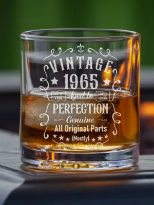 Personalized Vintage Aged to Perfection Whiskey Glass – Custom Engraved Birthday Gift for Him, Her, Dad, Husband, Friend, Beer or Wine Lover