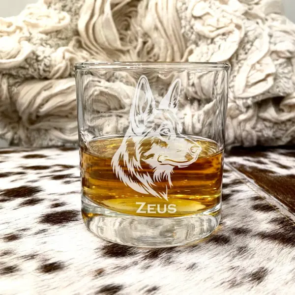 Personalized Engraved German Shepherd Whiskey Glass, Wine, Beer Glass Custom Dog Memorial Gift for Dog Mom,German Shepherd Dog Dad,Pet Lover