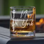 Personalized New York Statue of Liberty Engraved Whiskey, Wine, or Beer Glass Custom NYC Silhouette Gift,New Yorker Souvenir, NYC Lover Gift