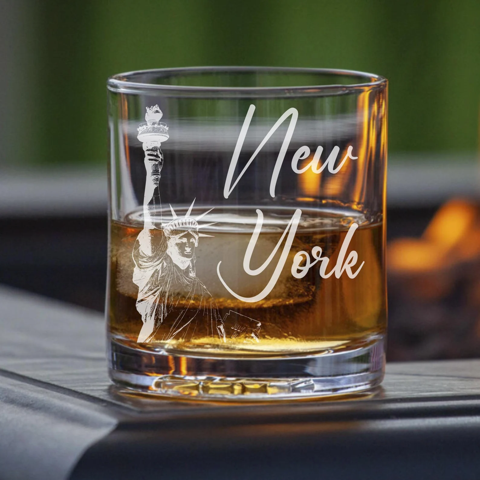 Personalized New York Statue of Liberty Engraved Whiskey, Wine, or Beer Glass Custom NYC Silhouette Gift,New Yorker Souvenir, NYC Lover Gift