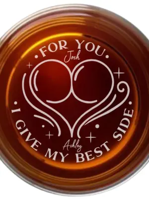 Personalized Engraved Flirty Whiskey Glass "My Best Side" Funny Gift for Him or Her Unique Barware for Couples Anniversary Birthday
