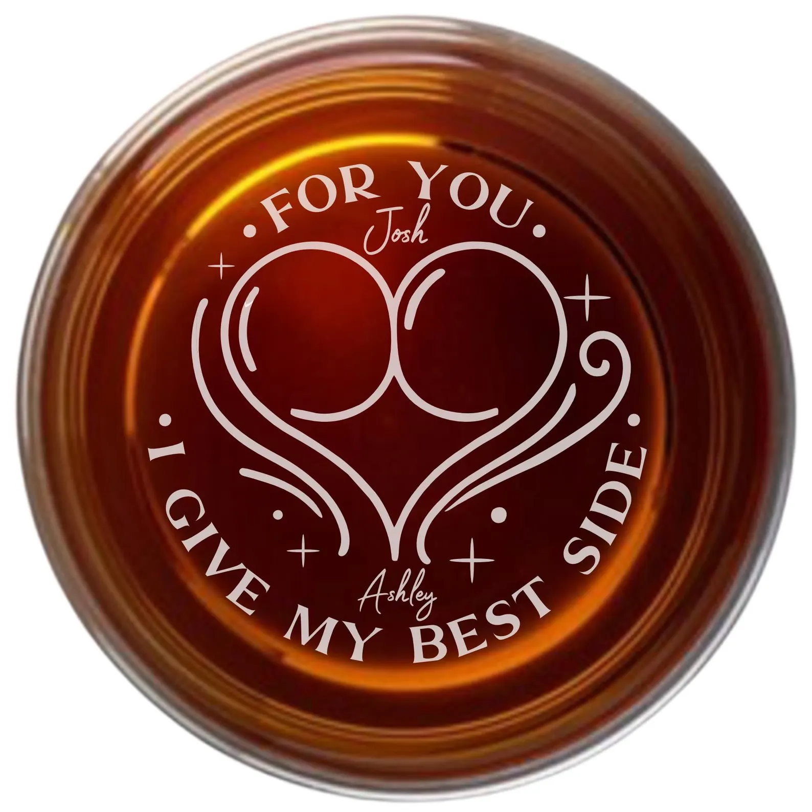 Personalized Engraved Flirty Whiskey Glass “My Best Side” Funny Gift for Him or Her Unique Barware for Couples Anniversary Birthday