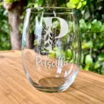 Personalized Floral Initial Glass With Custom Name on Wine, Whiskey or Beer Pint Glass| Unique Gift for Bridesmaids, Moms & Holidays Gift