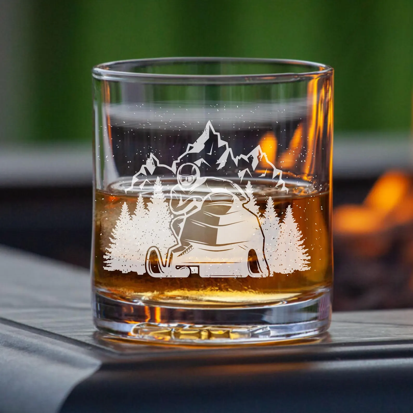 Custom Snowmobile Engraved Glass Personalized Whiskey, Wine Beer Glass Perfect Gift for Snowmobile Riders, Outdoor Enthusiasts, Dad, Grandpa