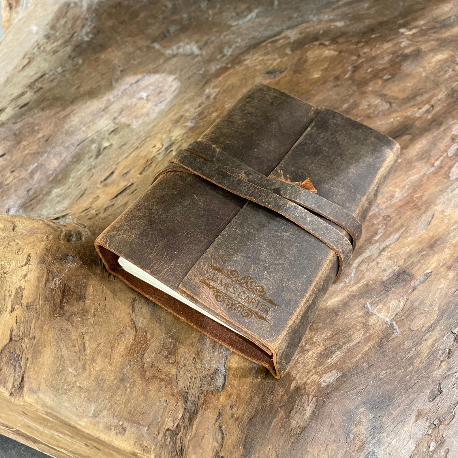 Rustic Leather Journal Handmade Faded Leather Personalized Notebook Custom Engraved Gift for Her Travel Journal Gift for Him Handmade Paper