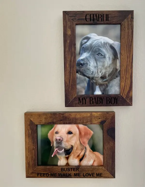 PERSONALIZED Dog Frame ENGRAVED Rustic Wood Custom Dog Picture Frame Photo 4x6 5x7 8x10 Pet Name Photo Frame Dog Memorial Gift Dog Dad - Image 2