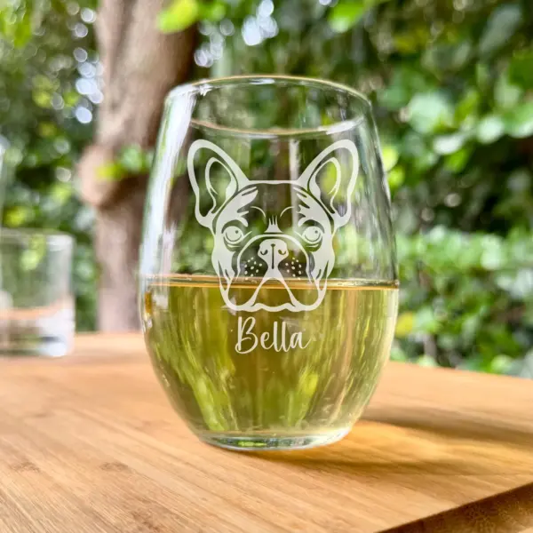 French Bulldog Engraved Glass Whiskey, Wine or Beer Glass Memorial Dog Gift Personalized Dog Mom Gift Dog Dad Gift Custom Pet Lover Glass - Image 2