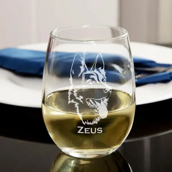 Personalized German Shepherd Dog Engraved Glass - Custom Whiskey, Wine, or Beer Glass - Etched Pet Memorial or Birthday Gift, Dog Lover Gift - Image 2