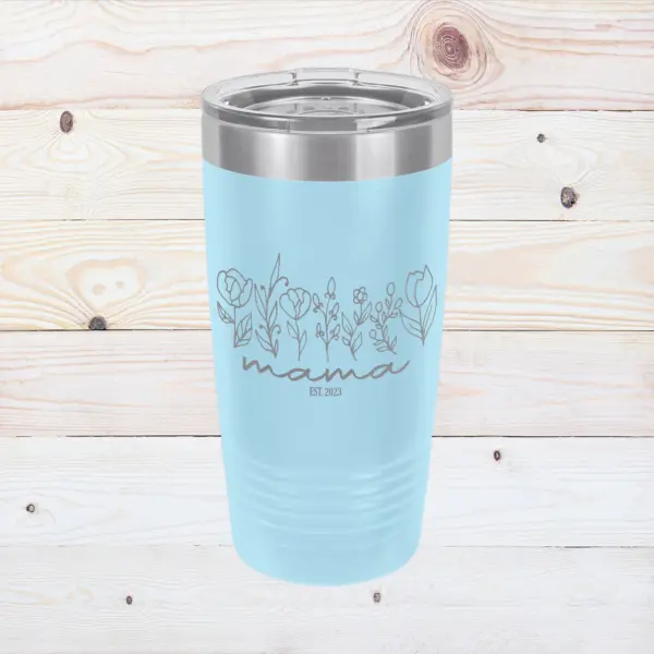 Flower Gift for Mama Engraved 20 oz Tumbler Mother's Day Gift Custom Hand Drown Flower Tumbler Gift for Mother Welcome to Motherhood Gift - Image 2