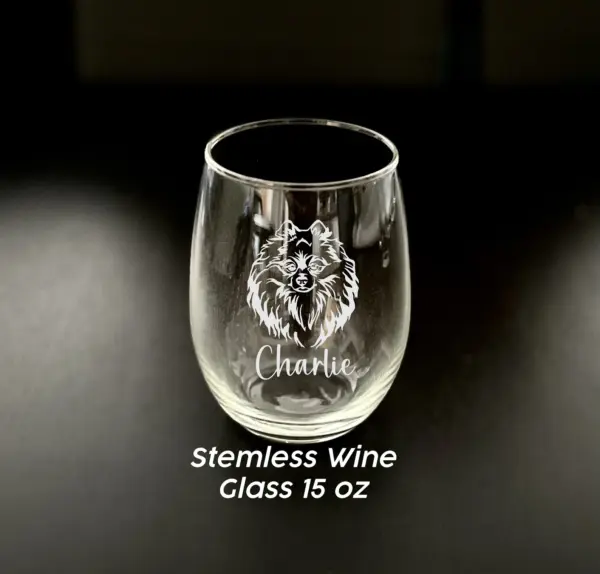 Personalized Pomeranian Engraved 15 oz Wine Glass – Custom Dog Lover Gift, Pet Owner Keepsake, Birthday, Housewarming, Animal Lover Glass - Image 2