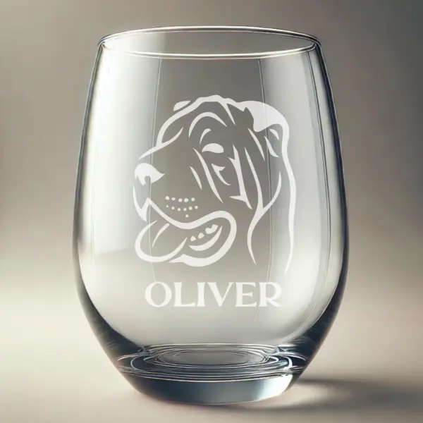 Personalized SHAR Pei Dog Engraved Whiskey, Wine, or Beer Glass | Custom Dog Memorial Gift | Dog Mom or Dad Gift | Favorite Puppy Keepsake - Image 2