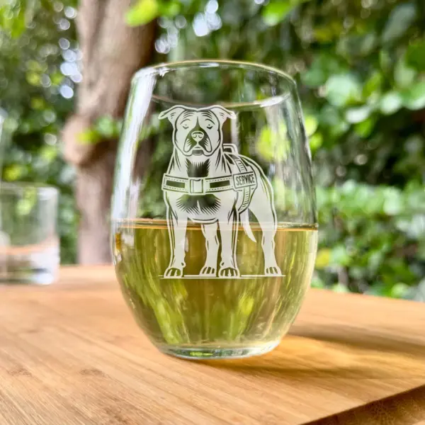 Personalized Service Dog Pitbull Engraved Glass - Custom Whiskey, Wine, or Beer Glass- Dog Lover Gift, Pet Memorial, Animal Lover - Image 2