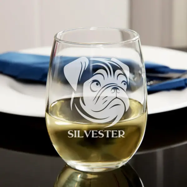 Personalized Pug Dog Engraved Whiskey, Beer, or Wine Glass, Custom Dog Memorial Gift, Pug Dog Mom & Dad Gift, Pet Lover Gift, Engraved Pug - Image 2