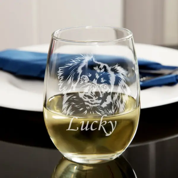 Custom Dog Engraved Stemless Wine Glass - Personalized Pet Lover Gift, Dog Mom Gift, Dog Dad Gift, Dog Memorial Gift, Custom Wine Glass - Image 2