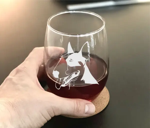 BULL TERRIER Face ENGRAVED on Stemless Wine Glasses, perfect for Dog Lover, New Puppy, Animal Lover, Homewarming, Birthday Gift - Image 2