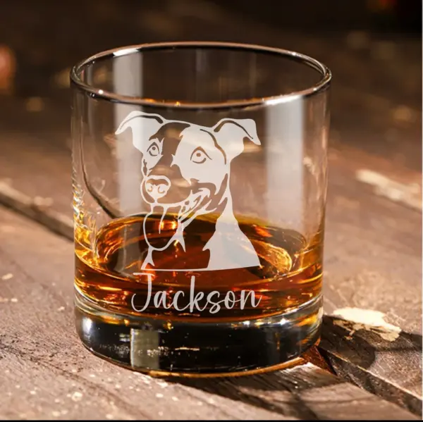 Custom Dog Engraved Whiskey Glass - Personalized Dog Rocks Glass - Dog Mom Gift, Dog Dad Gift, Dog Memorial Gift, Pet Lover Gift - Image 2