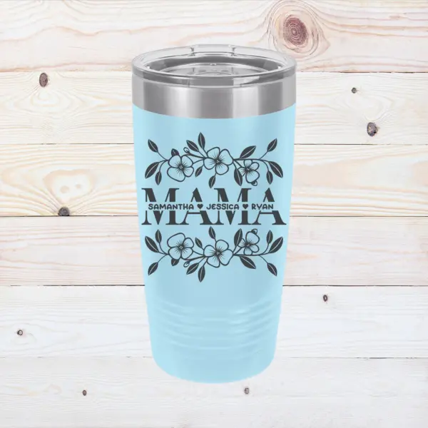 Floral Gift for Mama Engraved 20 oz Tumbler Mother's Day Gift Custom Flower Tumbler Personalized with Names Gift for Mother from Family - Image 2