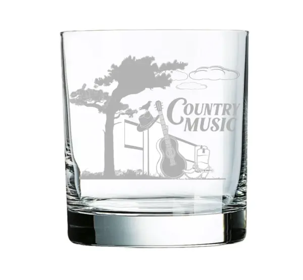 Personalized Country Music Engraved Whiskey, Wine, Beer Glass – Guitar & Boots Design – Cowboy Gift for Him or Her, Country Music Lover Gift - Image 2