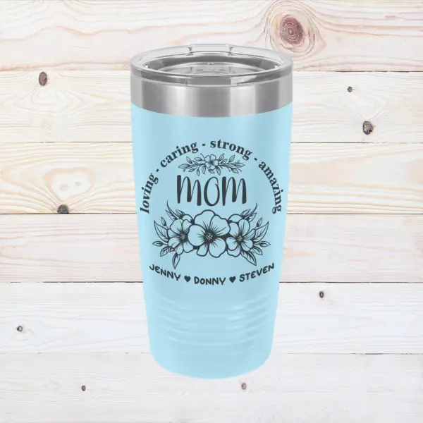 Mother's Day Gift Engraved 20 oz Tumbler Floral Gift for Mom Custom Flower Tumbler Personalized with Names Gift for Mother from Family - Image 2
