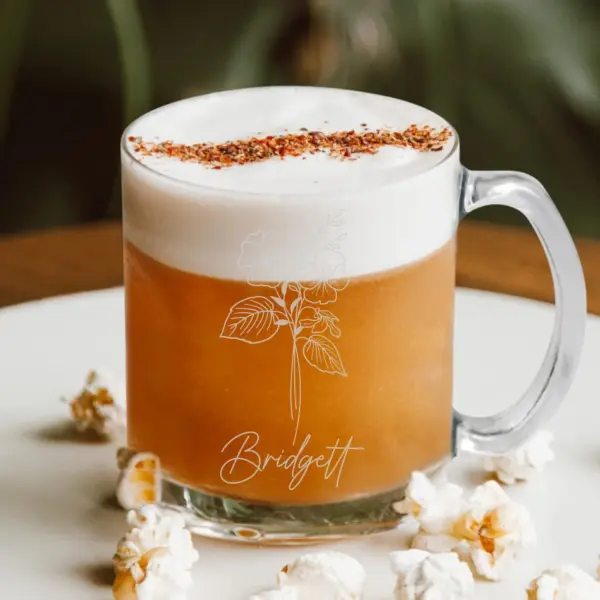 Personalized Birth Flower Coffee Cup Engraved Mother's Day Gift Bridesmaid Proposal Custom Gift for Mom Floral Personalized Glass for Her - Image 2