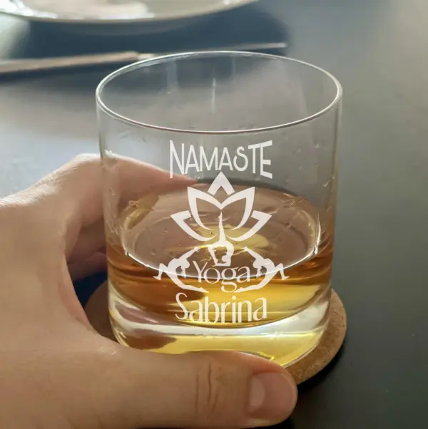Custom Yoga Whiskey Glass Engraved Namaste Yoga Gift for Her, Meditation Rocks Glass Tree of Life Yoga Life Personalized Gift for Yoga Lover - Image 2