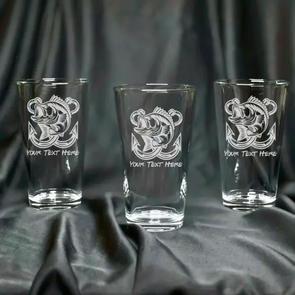 Personalized Fishing Engraved Glass for Custom Beer Pint, Wine, or Whiskey Glass Unique Gift for fisherman Perfect gift for Father's Day - Image 2