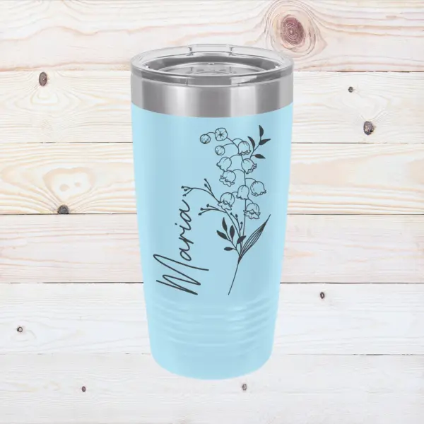 Custom Birth Flower Tumbler Engraved 20 oz Mother's Day Gift Bridesmaid Proposal Personalized Gift for Mom Valentines Personalized Tumbler - Image 2